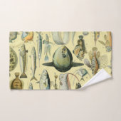 ヴィンテージフィッシュ科学魚釣りアート バスタオルセット (ハンドタオル)