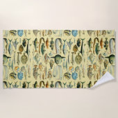 ヴィンテージフィッシュ科学魚釣りアート ビーチタオル (正面)