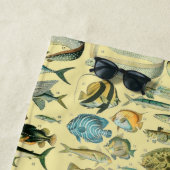 ヴィンテージフィッシュ科学魚釣りアート ビーチタオル (インサイチュ)