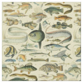 ヴィンテージフィッシュ科学魚釣りアート ファブリック (クローズアップ)