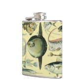 ヴィンテージフィッシュ科学魚釣りアート フラスク (左)