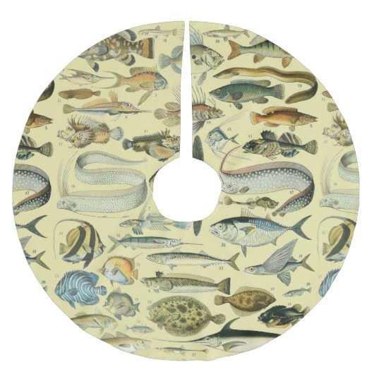 ヴィンテージフィッシュ科学魚釣りアート ブラッシュドポリエステルツリースカート (正面)