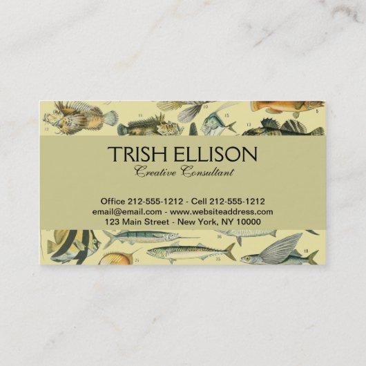 ヴィンテージフィッシュ科学魚釣りアート 名刺 (裏面)