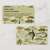 ヴィンテージフィッシュ科学魚釣りアート 名刺 (正面/裏面)