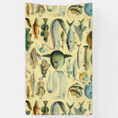 ヴィンテージフィッシュ科学魚釣りアート 横断幕 (縦)