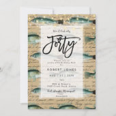 ヴィンテージフィッシュ40歳の誕生日パーティの招待状 招待状 (正面)