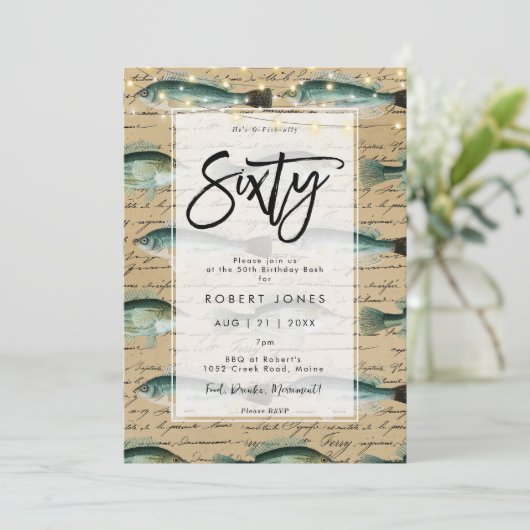 ヴィンテージフィッシュ60th誕生日パーティーの招待 招待状 (スタンド正面)
