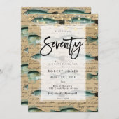 ヴィンテージフィッシュ70th誕生日パーティーの招待 招待状 (正面/裏面)