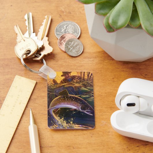 ヴィンテージフィッシュ、ブルックマスのスポーツ魚釣り キーホルダー (デスク)