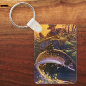 ヴィンテージフィッシュ、ブルックマスのスポーツ魚釣り キーホルダー (正面)