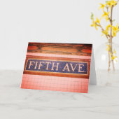 ヴィンテージフィフスアベニューサイン – マンハッタン,ニューヨーク カード (黄色い花)