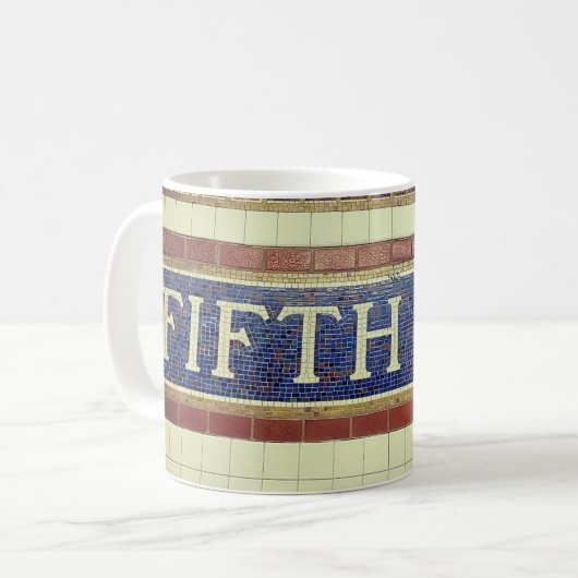 ヴィンテージフィフスアベニューサイン – マンハッタン,ニューヨーク コーヒーマグカップ (正面左)