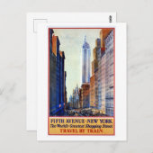 ヴィンテージフィフスアベニュー，ニューヨークショッピングポスター ポストカード (正面/裏面)