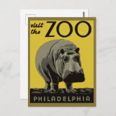ヴィンテージフィラデルフィア動物園ヒッポトラベルを訪れる ポストカード (正面/裏面)