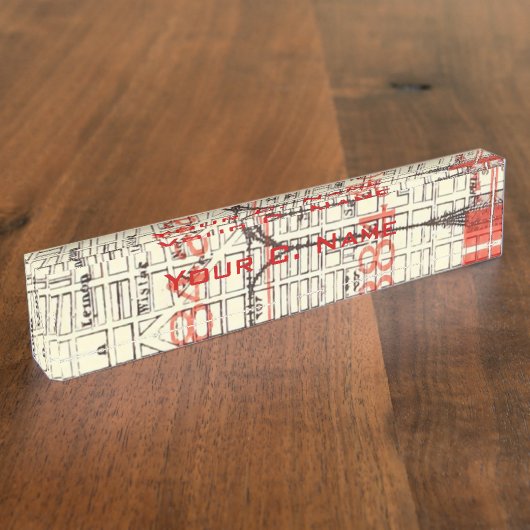 ヴィンテージフィラデルフィア地図詳細184a 184c デスクネームプレート (側面)