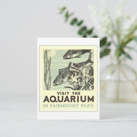 ヴィンテージフィラデルフィア水族館旅行ポスター ポストカード (スタンド正面)