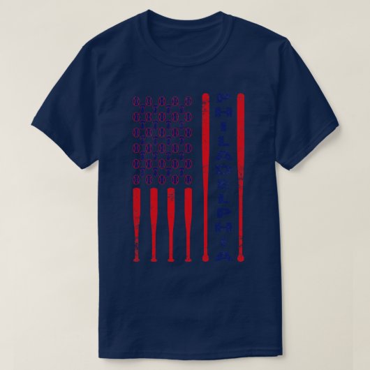 ヴィンテージフィラデルフィア野球米国国旗 Tシャツ (デザイン正面)