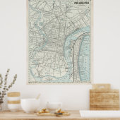 ヴィンテージフィラデルフィアPAの地図(1889) ポスター (キッチン)