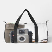ヴィンテージフィルムカメラフラワーポット&グラスレトロ ダッフルバッグ (正面)