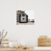 ヴィンテージフィルムカメラフラワーポット&グラス16x20 ポスター (キッチン)