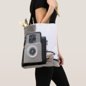 ヴィンテージフィルムカメラフラワーポット&グラス トートバッグ (クローズアップ)