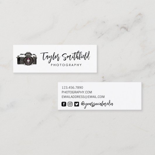 ヴィンテージフィルムカメラ撮影用ミニ名刺 スキニー名刺 (正面/裏面)