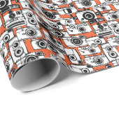 ヴィンテージフィルムカメラ、シームレスパターン。 ラッピングペーパー (ロールコーナー)