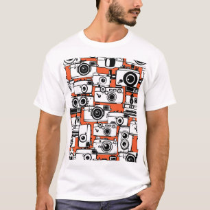 ヴィンテージフィルムカメラ、シームレスパターン。 Tシャツ
