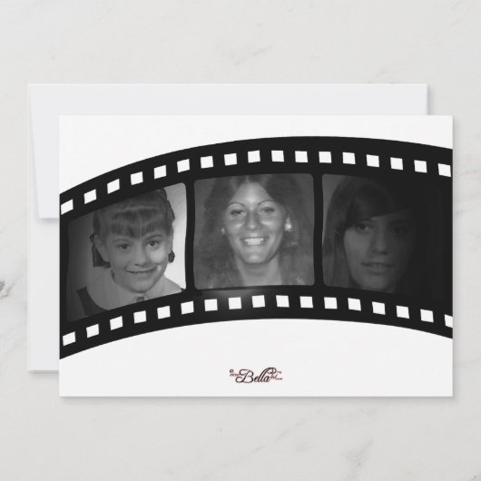 ヴィンテージフィルムストリップサプライズパーティー写真招待状 招待状 (裏面)