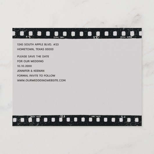 ヴィンテージフィルムストリップ写真の保存日付 案内ポストカード (裏面)