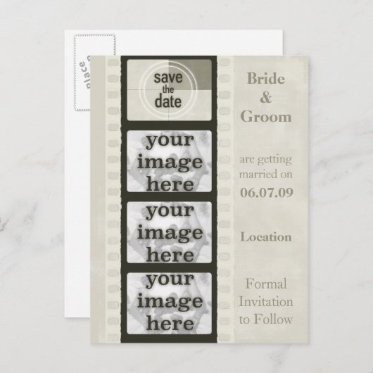 ヴィンテージフィルムストリップ日付写真はがきを保存 案内ポストカード (正面/裏面)