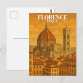 ヴィンテージフィレンツイタリアトラベルレトロイラストレーション ポストカード (正面/裏面)