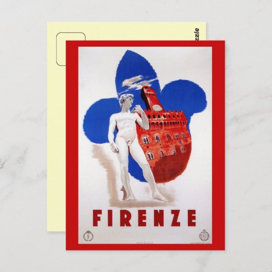 ヴィンテージフィレンツェ1930イタリアン年代の旅行広告 ポストカード (正面/裏面)