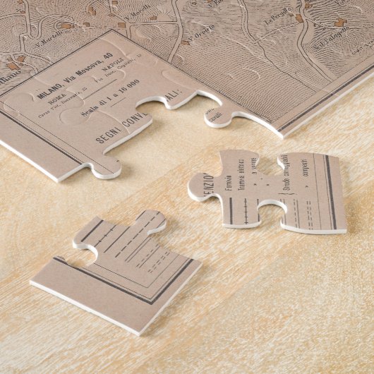 ヴィンテージフィレンツェ・イタリアの地図(1910年) ジグソーパズル (側面)