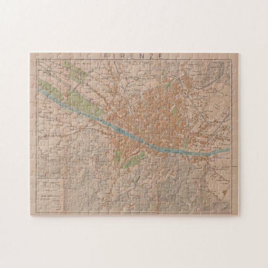 ヴィンテージフィレンツェ・イタリアの地図（1910年） ジグソーパズル (横)