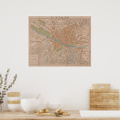 ヴィンテージフィレンツェ・イタリアの地図(1910年) ポスター (キッチン)