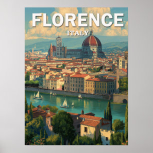 ヴィンテージフィレンツェItalyスカイライントラベル ポスター