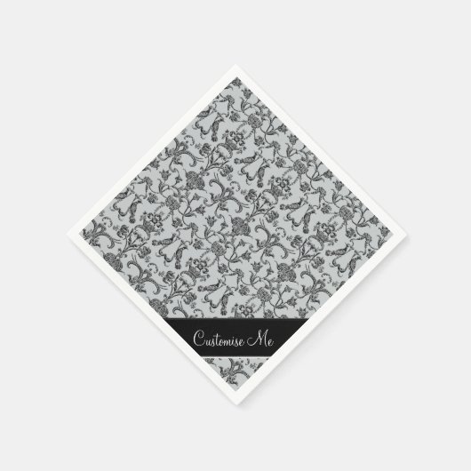 ヴィンテージフィレンツエダマスク（黒） スタンダードカクテルナプキン (角)