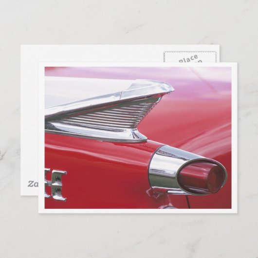 ヴィンテージフィンとクロームクラシック車の写真 ポストカード (正面/裏面)