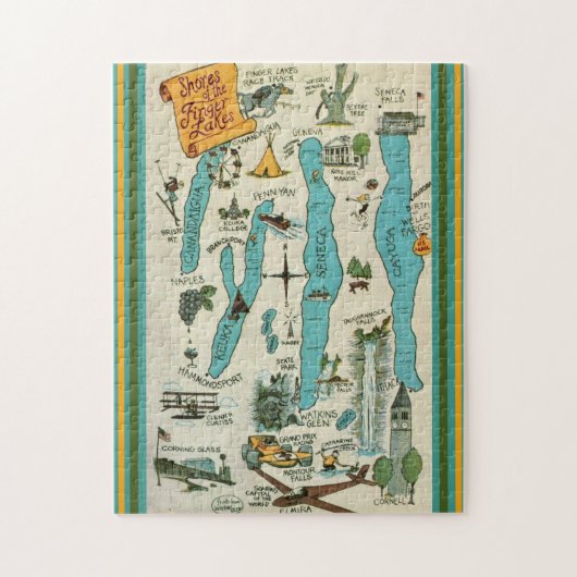 ヴィンテージフィンガーレイクスマップ ジグソーパズル (縦)