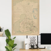 ヴィンテージフィンランドとフィンランドの家族の名前マップ(1900) ポスター (ホームオフィス)