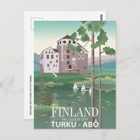 ヴィンテージフィンランドトラベルウィンターヨーロッパ ポストカード (正面/裏面)