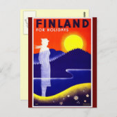 ヴィンテージフィンランドトラベルポスターデザイン ポストカード (正面/裏面)