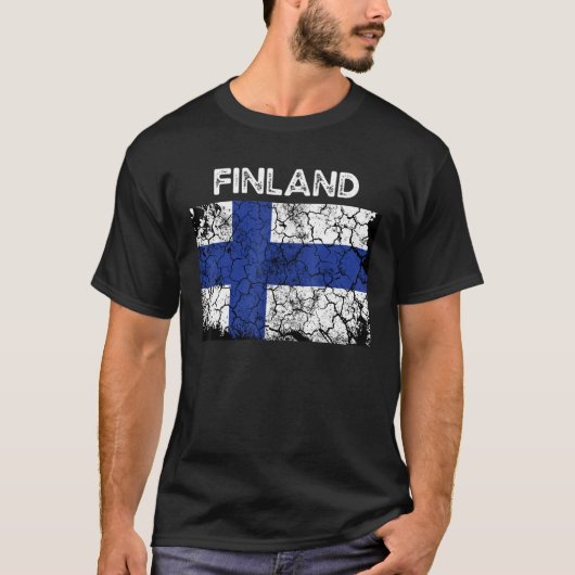 ヴィンテージフィンランド国旗の女性 Tシャツ (正面)