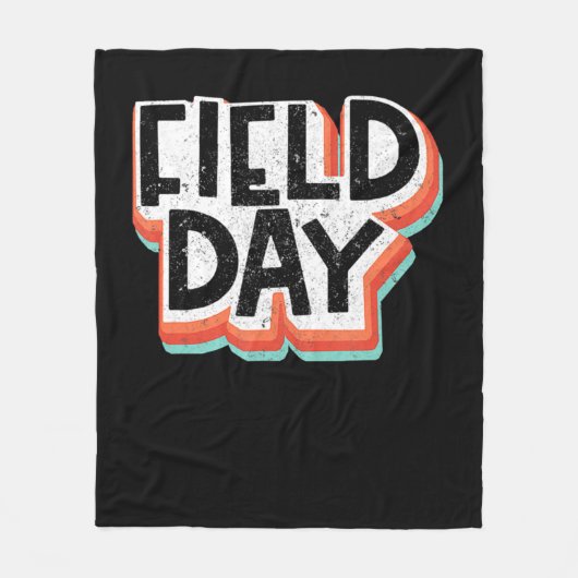 ヴィンテージフィールド2022日レトロハッピーSchの最後の日 フリースブランケット (正面)