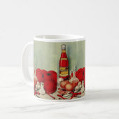 ヴィンテージフイタリアンードトマトタマネギペッパーズキャットアップ コーヒーマグカップ (正面左)