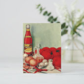 ヴィンテージフイタリアンードトマトタマネギペッパーズキャットアップ ポストカード (スタンド正面)