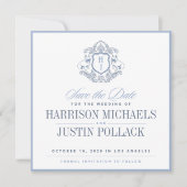 ヴィンテージフインスパイアレンチェクレスト日付の保存 招待状 (正面)