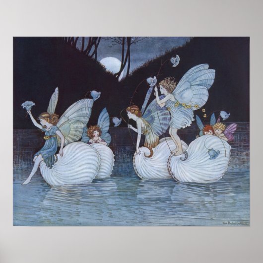 ヴィンテージフェアリーアイランドイラストレーションレトロ ポスター (正面)