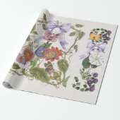 ヴィンテージフェアリーガーデンパープルボウ情熱の花 ラッピングペーパー (アンロールド)